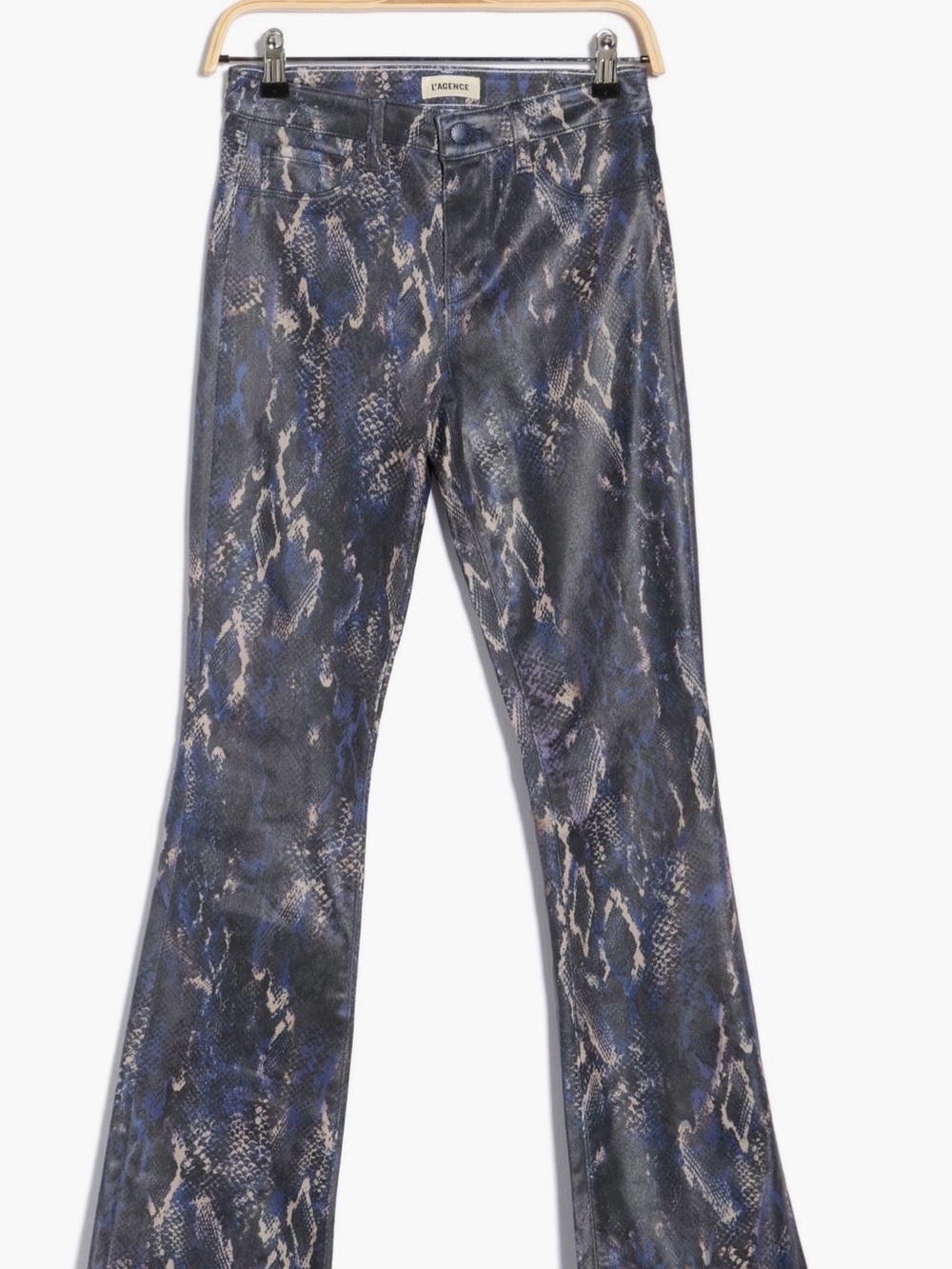 L'AGENCE Blue Snake-Print Straight-Leg Jeans - Picture 4 of 4